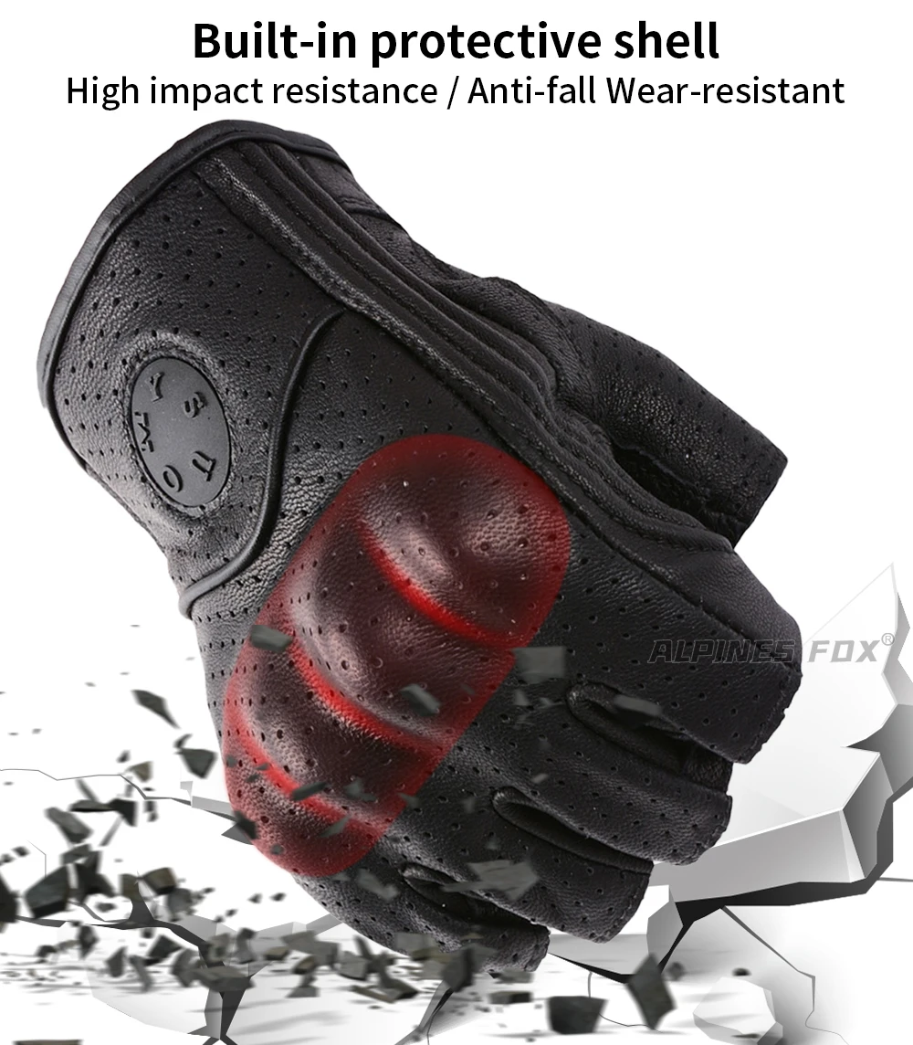 SUOMY Summer Motorcycle Fingerless Gloves Accessories Goatskin Leather Half Finger Gloves Man Women Motocross Gant Moto Guantes
