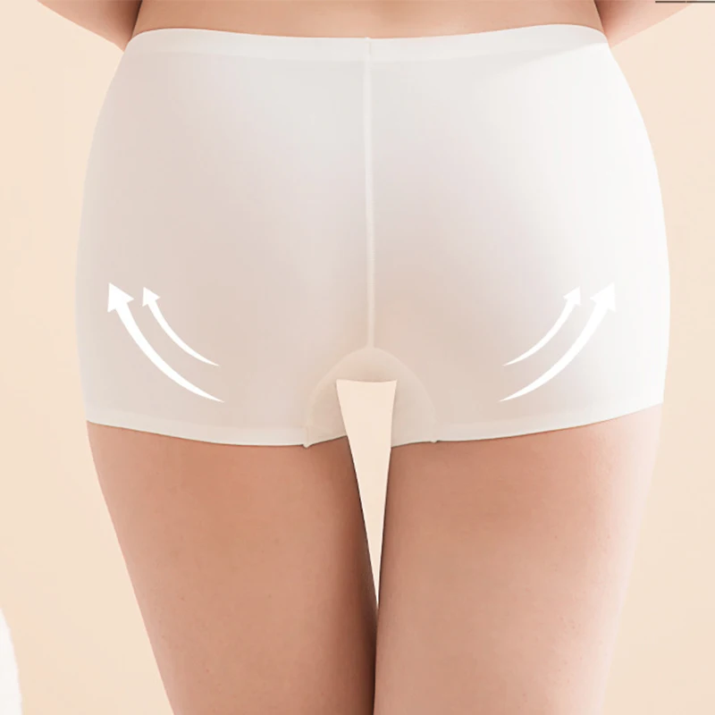 3Pcs Anti-See-Through Ice Silk Breathable Seamless Underwear Non-Curling Summer Women's Safety Pants