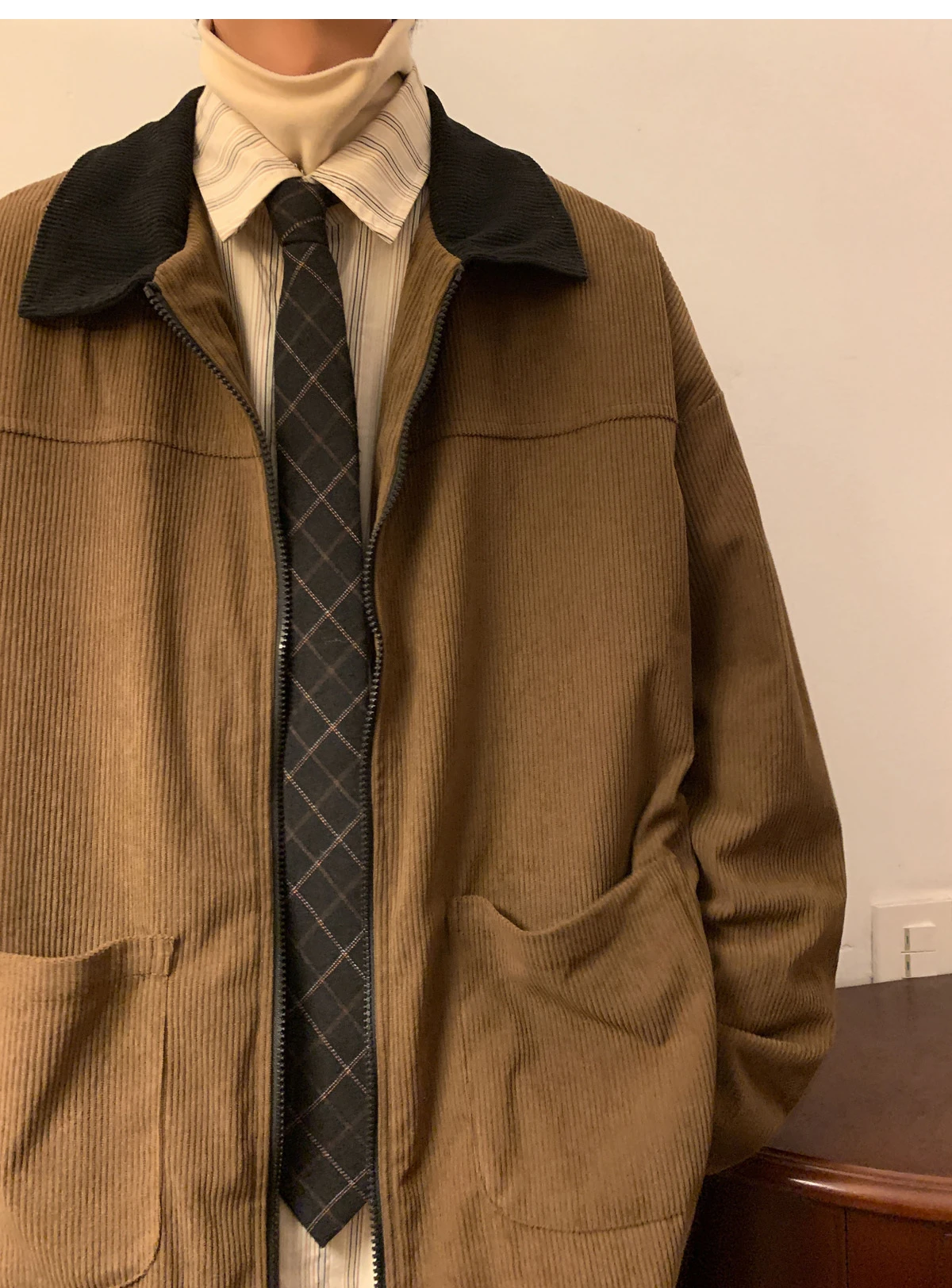 American Style Vintage 2026 Men Jacket Windbreakers Zipper Coats Autumn Loose Cargo Outwear Streetwear Corduroy Jackets M-5XL