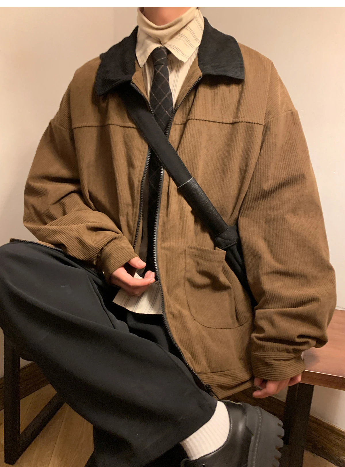 American Style Vintage 2026 Men Jacket Windbreakers Zipper Coats Autumn Loose Cargo Outwear Streetwear Corduroy Jackets M-5XL
