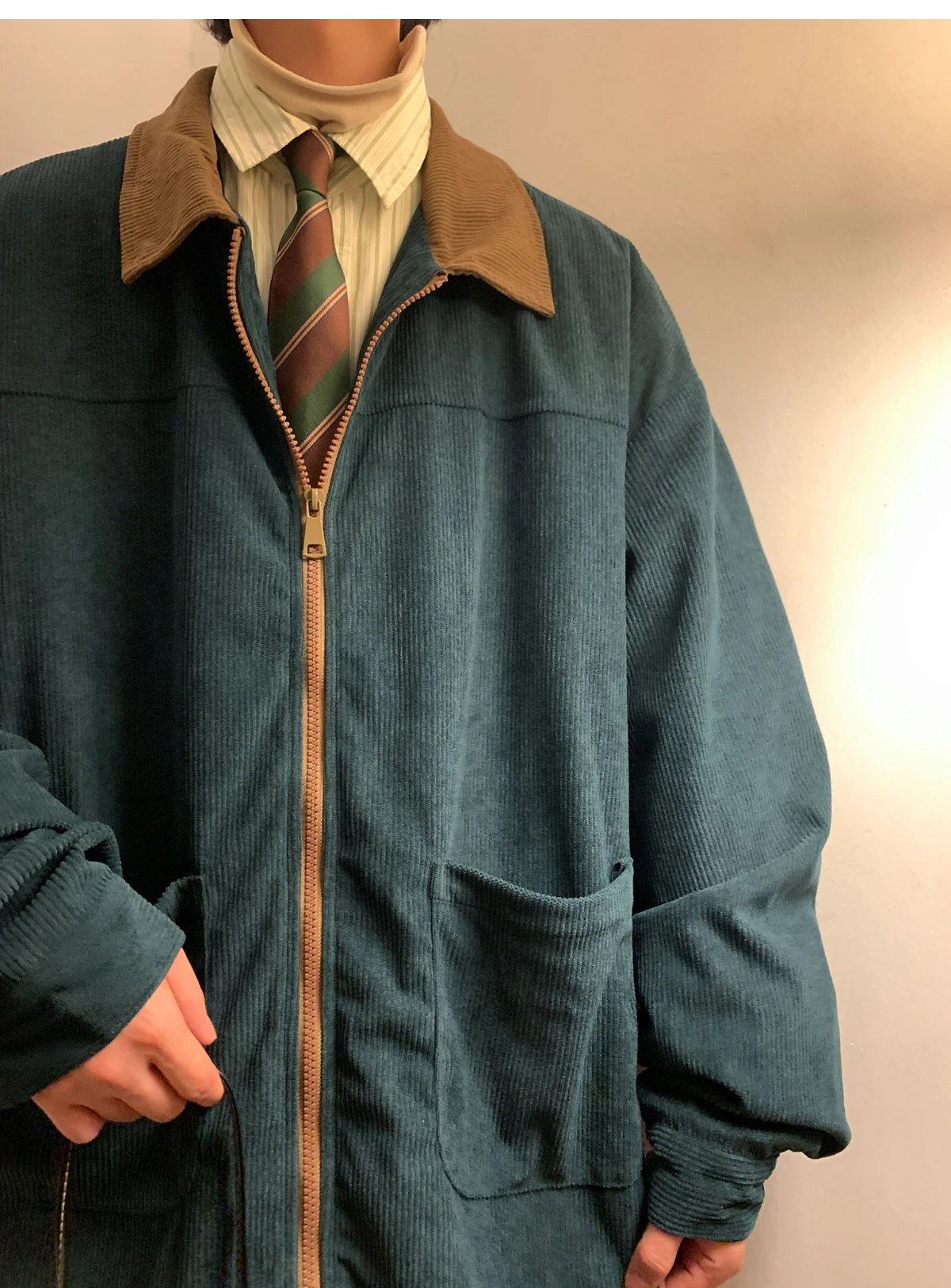 American Style Vintage 2026 Men Jacket Windbreakers Zipper Coats Autumn Loose Cargo Outwear Streetwear Corduroy Jackets M-5XL