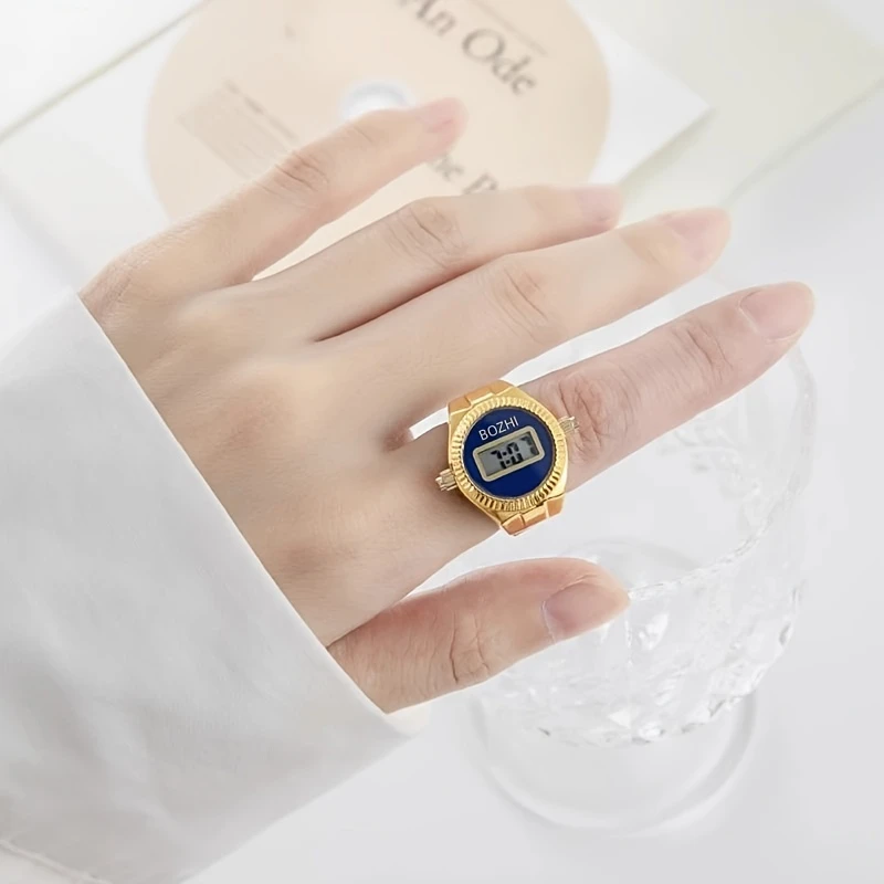 The New Electronic Watch Can See The Time Creative Ring Finger Watch Simple Men And Women Ring Watch