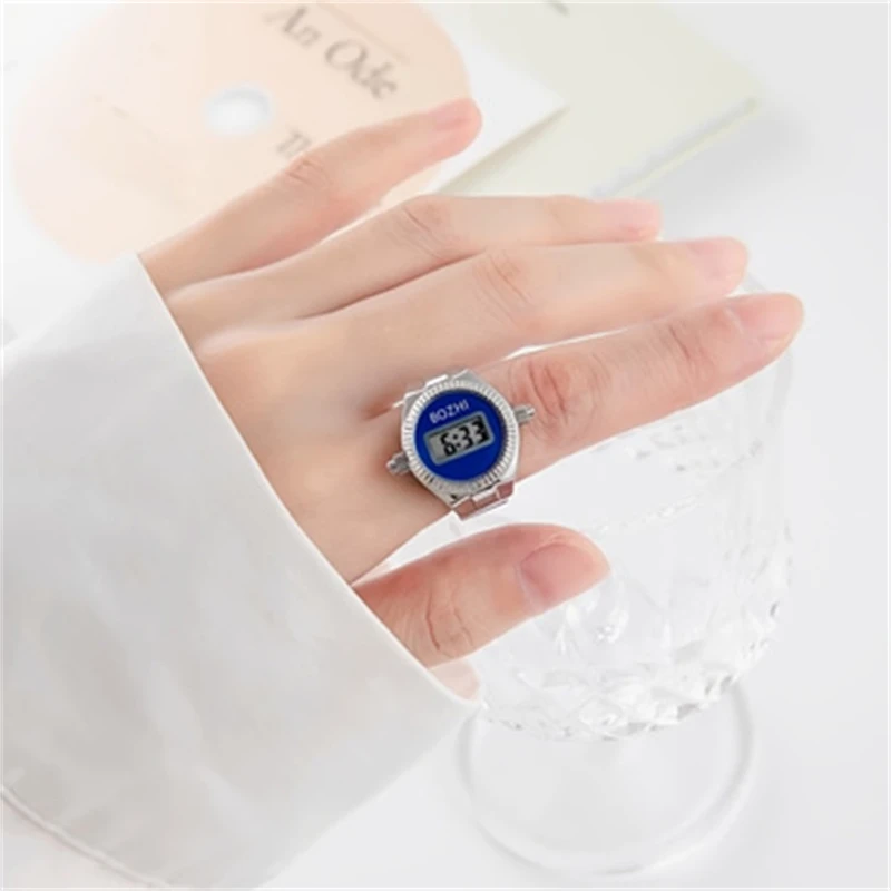 The New Electronic Watch Can See The Time Creative Ring Finger Watch Simple Men And Women Ring Watch