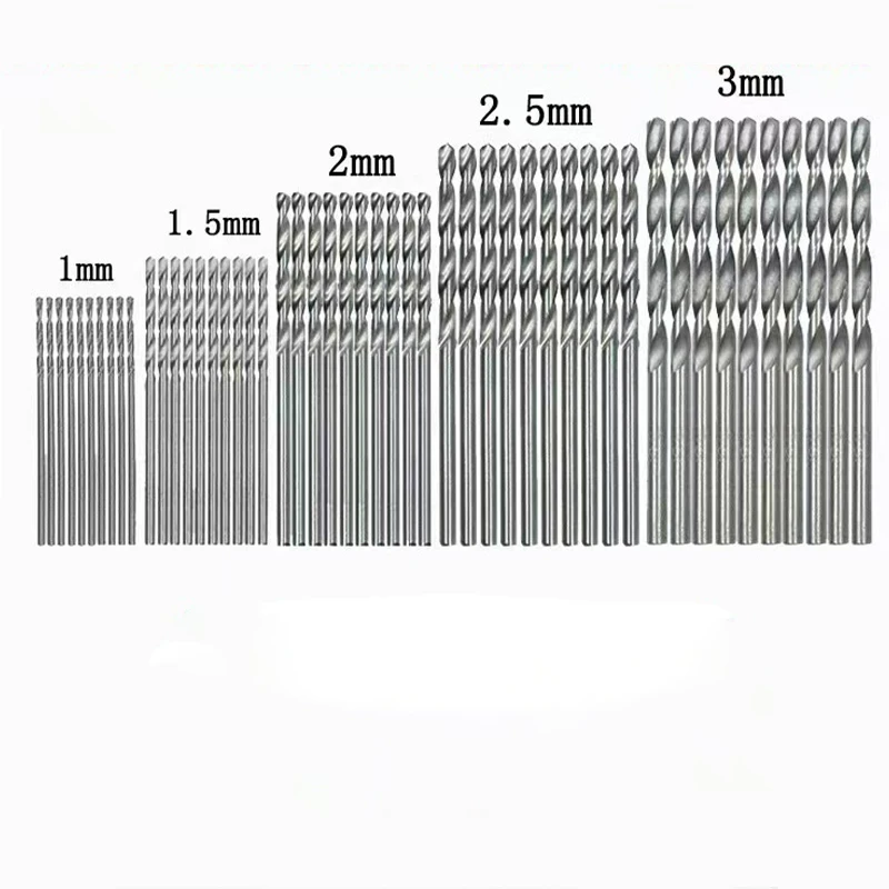 50Pcs Titanium Coated High Speed Steel Drill Bit Set Hex Shaft Straight Spiral Twist Bits for Metal Wood Plastic Drilling