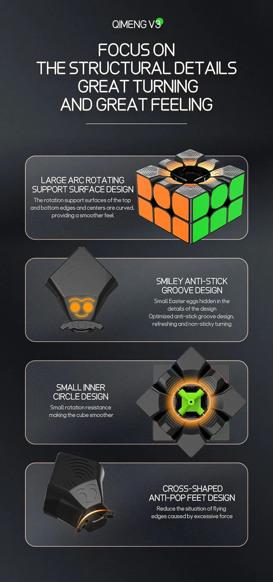 Qiyi Qimeng V3 Magic Cube 3x3 Qiyi Cubo Magico Profissional 3X3X3 Educational Toy For Kids Puzzle