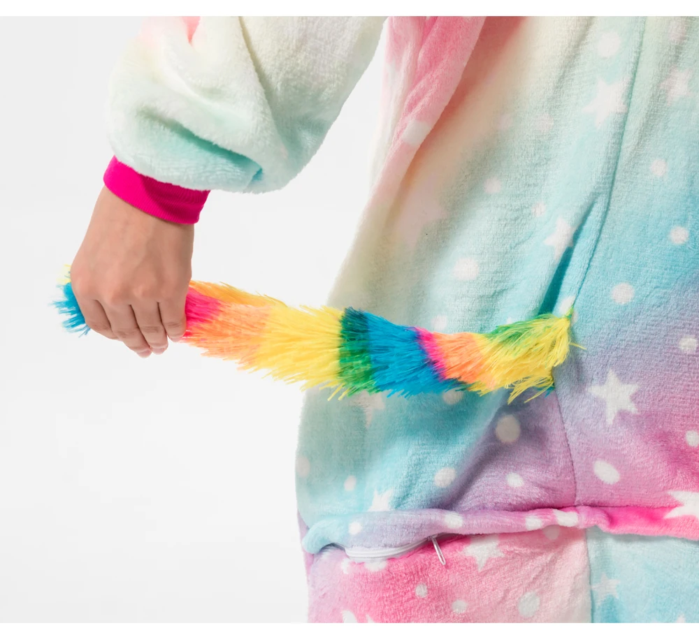 Kawaii Girls Pajamas Winter Purple Unicorn Onesie Hooded Plush Kigurumi Jumpsuit Blanket Sleeper Warm Overall Kids Nightwear Pjs