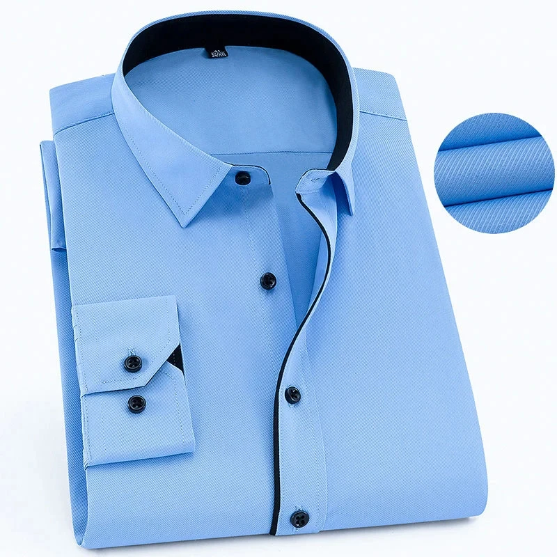 Plus Large Size 8XL 7XL 6XL Mens Business Shirt Long Sleeve Spring Autumn Social Solid Color Wedding Party Office White Shirts