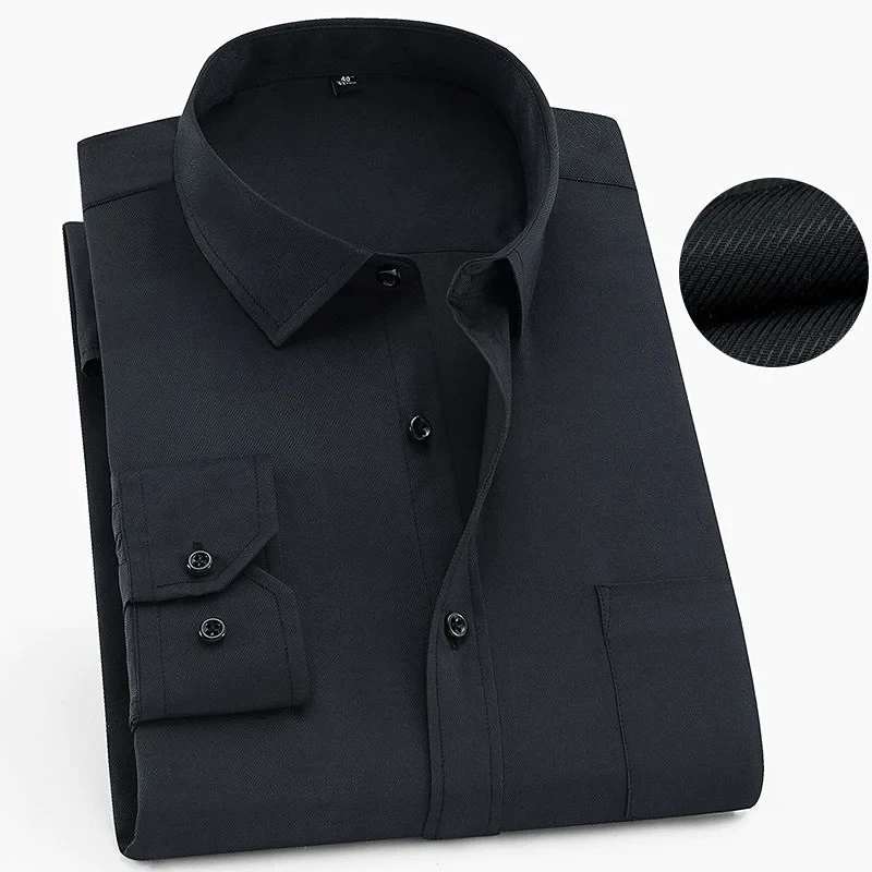 Plus Large Size 8XL 7XL 6XL Mens Business Shirt Long Sleeve Spring Autumn Social Solid Color Wedding Party Office White Shirts