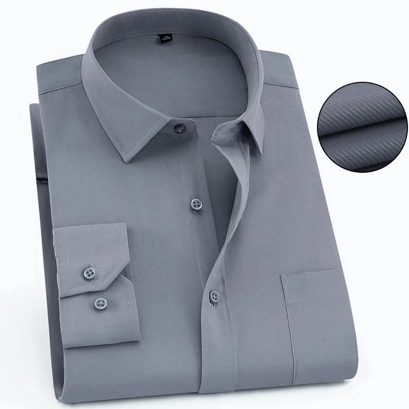 Plus Large Size 8XL 7XL 6XL Mens Business Shirt Long Sleeve Spring Autumn Social Solid Color Wedding Party Office White Shirts