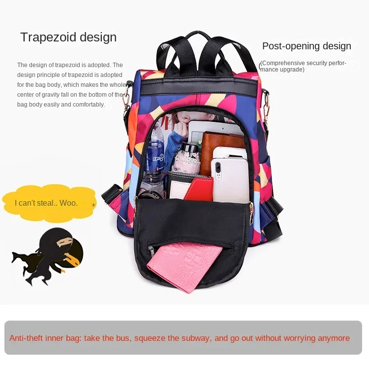 Women Backpack Fashion Oxford Cloth Shoulder Bags School Bags for Teenage Large Capacity Print Waterproof Travel Backpack