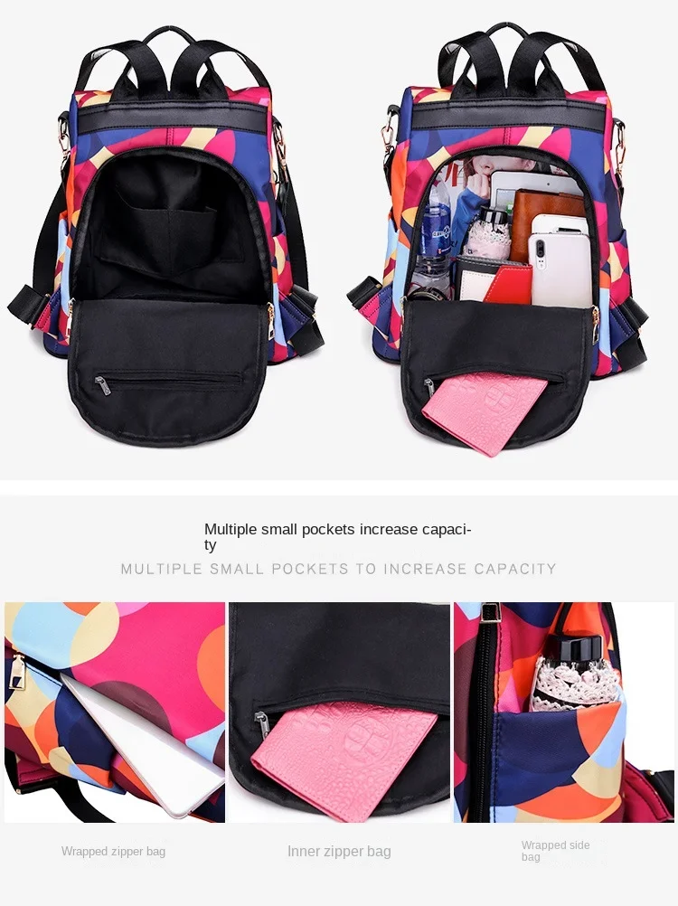 Women Backpack Fashion Oxford Cloth Shoulder Bags School Bags for Teenage Large Capacity Print Waterproof Travel Backpack