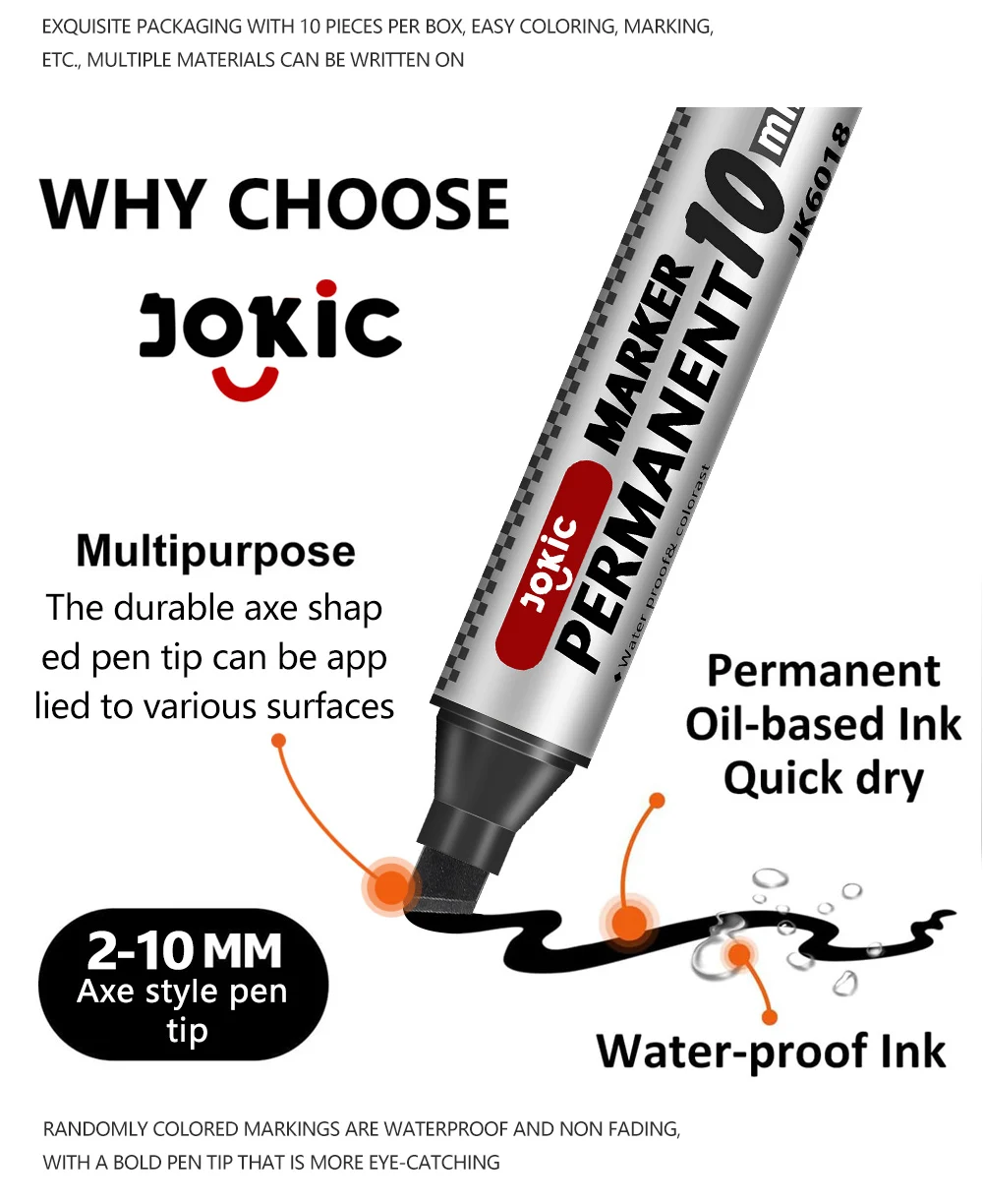 1/4 Pcs Colors Set Permanent Marker Pen Waterproof Ink Thin Nib Crude Nib Black Blue Red Green Ink 10mm Crude Color Marker Pens