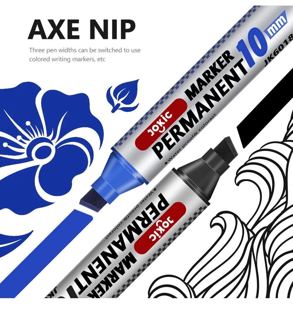 1/4 Pcs Colors Set Permanent Marker Pen Waterproof Ink Thin Nib Crude Nib Black Blue Red Green Ink 10mm Crude Color Marker Pens