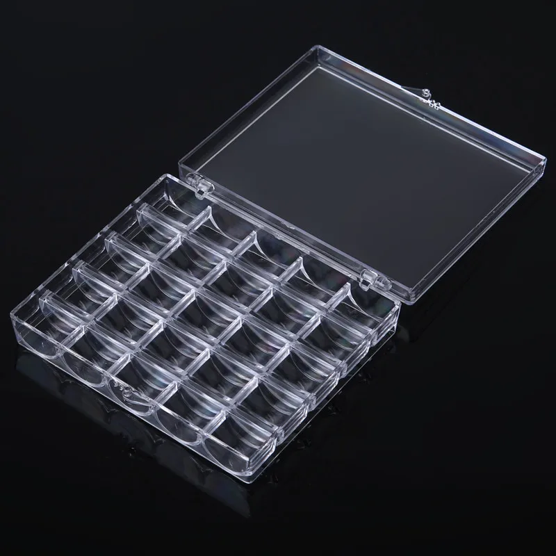 25 Spools Empty Bobbins Storage Box Sewing Accessories Tools Plastic Sewing Machine Bobbin Case Knitting Needle Organizer NEW