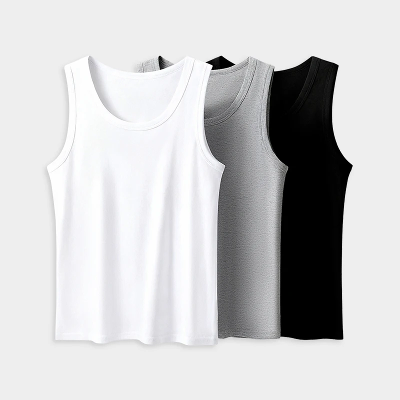 Men's Solid Color Four Seasons Thin Cotton Vest Casual And Comfortable Joker Sweatshirt Fitness Exercise Slim Vest