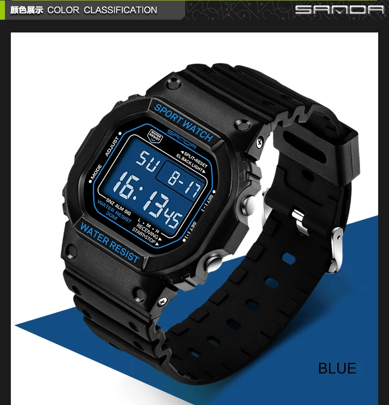 SANDA Digital Watch Men Waterproof 30M Watch LED Men's Sport G Style Watch Mens Top Brand Military Watches Relogio Masculino