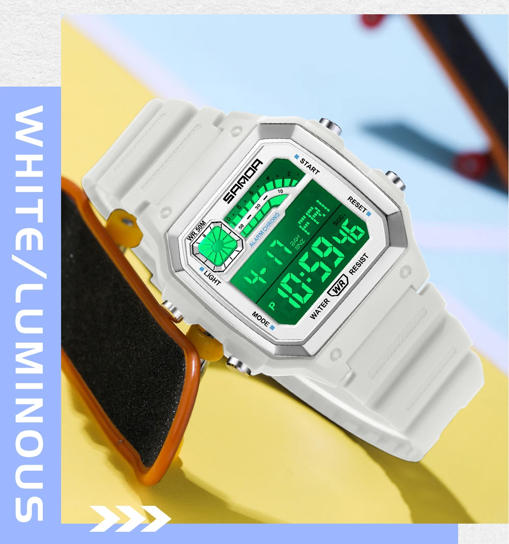 SANDA Outdoor Sport Electronic Chronograph Watch Men Multifunction Watches Alarm Clock Chrono Waterproof LED Digital Wrist Watch