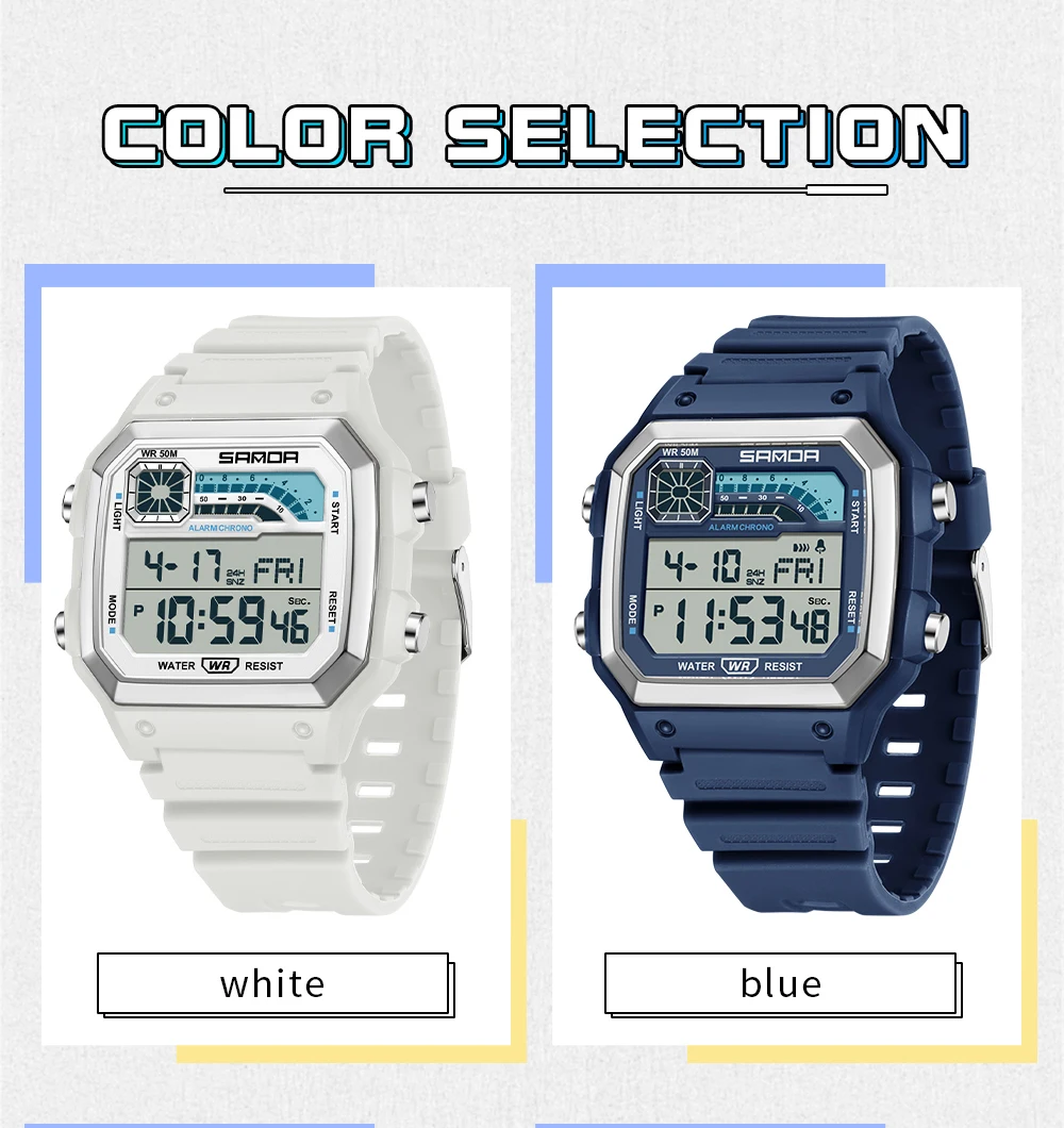 SANDA Outdoor Sport Electronic Chronograph Watch Men Multifunction Watches Alarm Clock Chrono Waterproof LED Digital Wrist Watch