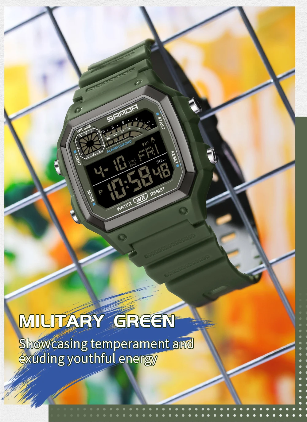 SANDA Outdoor Sport Electronic Chronograph Watch Men Multifunction Watches Alarm Clock Chrono Waterproof LED Digital Wrist Watch