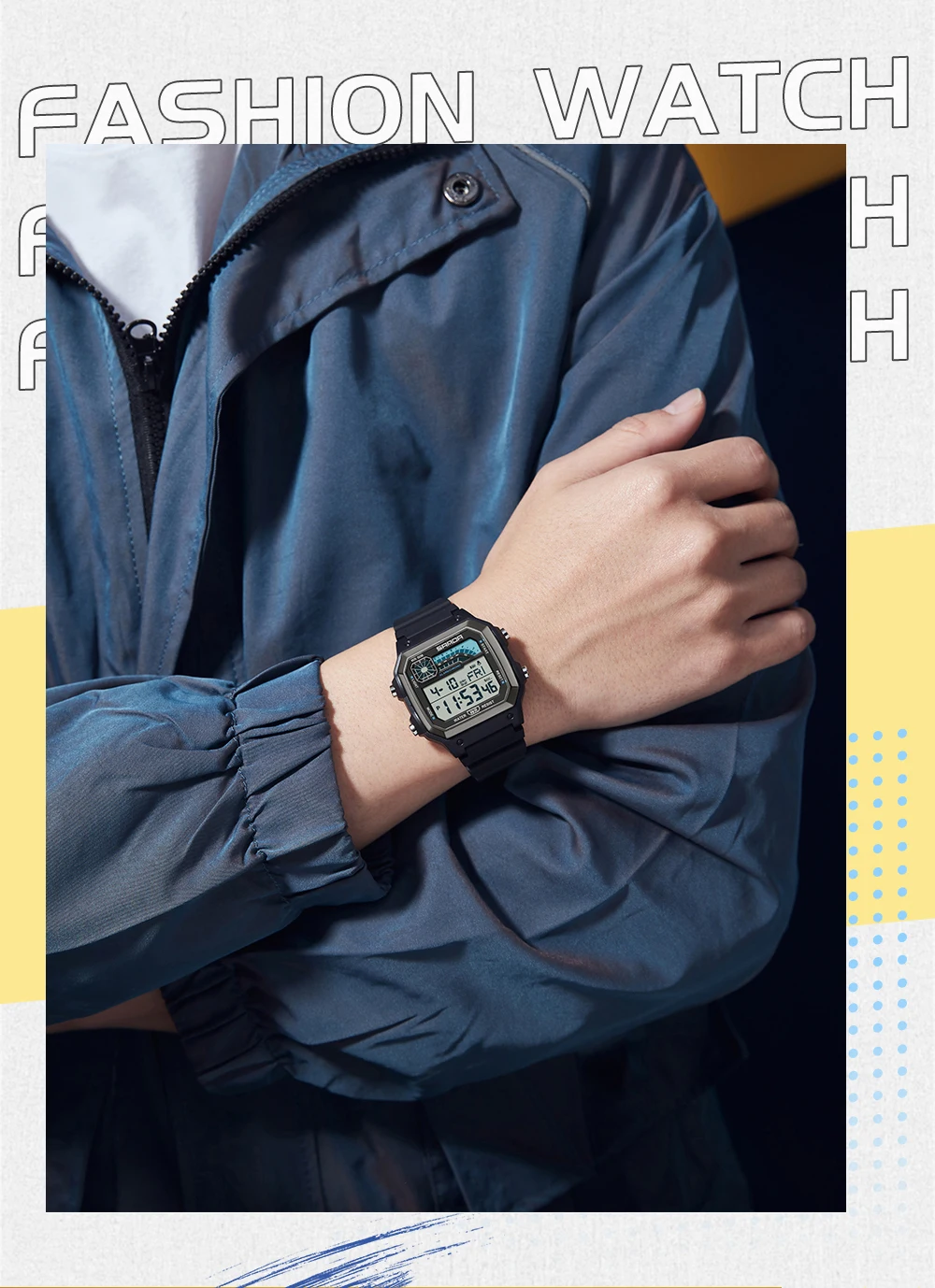 SANDA Outdoor Sport Electronic Chronograph Watch Men Multifunction Watches Alarm Clock Chrono Waterproof LED Digital Wrist Watch