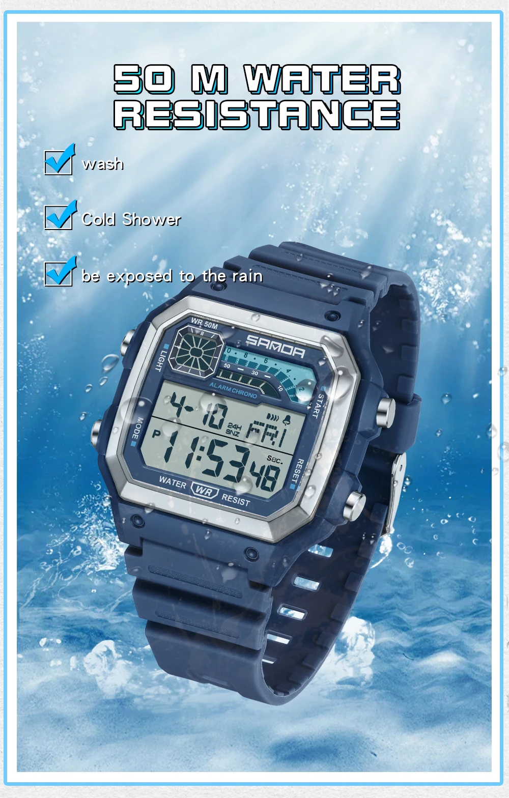 SANDA Outdoor Sport Electronic Chronograph Watch Men Multifunction Watches Alarm Clock Chrono Waterproof LED Digital Wrist Watch