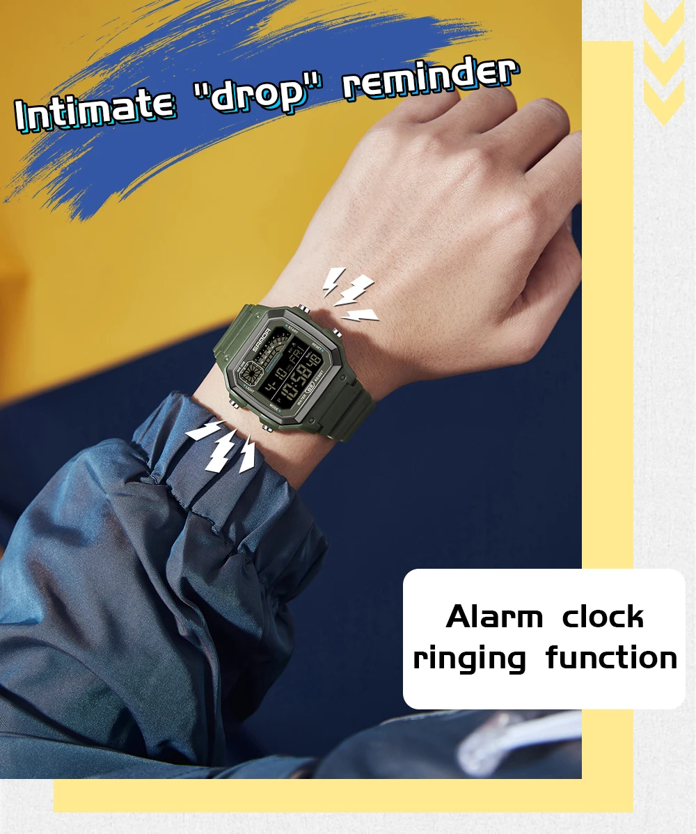 SANDA Outdoor Sport Electronic Chronograph Watch Men Multifunction Watches Alarm Clock Chrono Waterproof LED Digital Wrist Watch