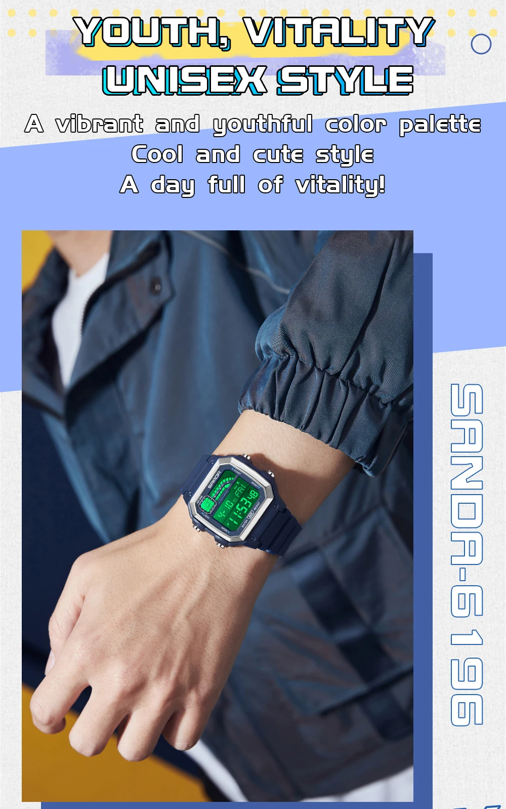 SANDA Outdoor Sport Electronic Chronograph Watch Men Multifunction Watches Alarm Clock Chrono Waterproof LED Digital Wrist Watch