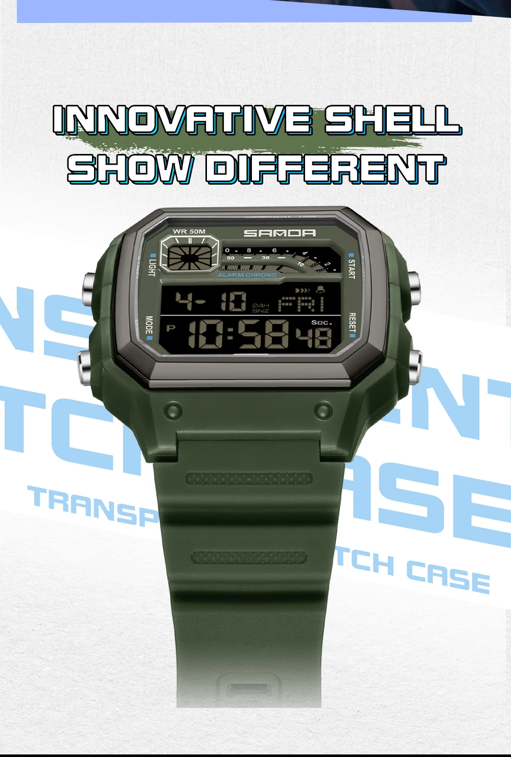 SANDA Outdoor Sport Electronic Chronograph Watch Men Multifunction Watches Alarm Clock Chrono Waterproof LED Digital Wrist Watch