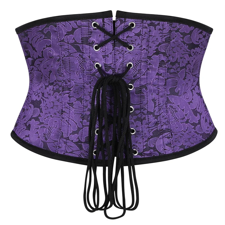 Faux Leather Underbust Corset Waist Control Gothic Corsets Waist Cincher Bustiers Steampunk Embroidery Short Waist Trainer