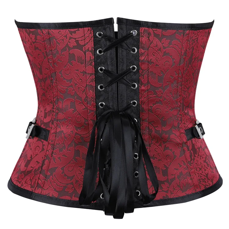 Faux Leather Underbust Corset Waist Control Gothic Corsets Waist Cincher Bustiers Steampunk Embroidery Short Waist Trainer
