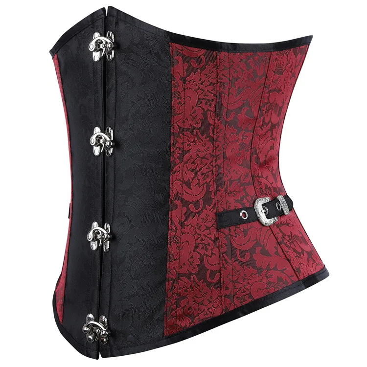 Faux Leather Underbust Corset Waist Control Gothic Corsets Waist Cincher Bustiers Steampunk Embroidery Short Waist Trainer