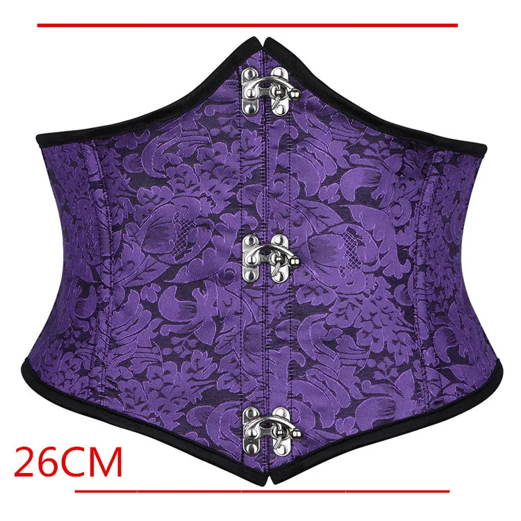 Faux Leather Underbust Corset Waist Control Gothic Corsets Waist Cincher Bustiers Steampunk Embroidery Short Waist Trainer