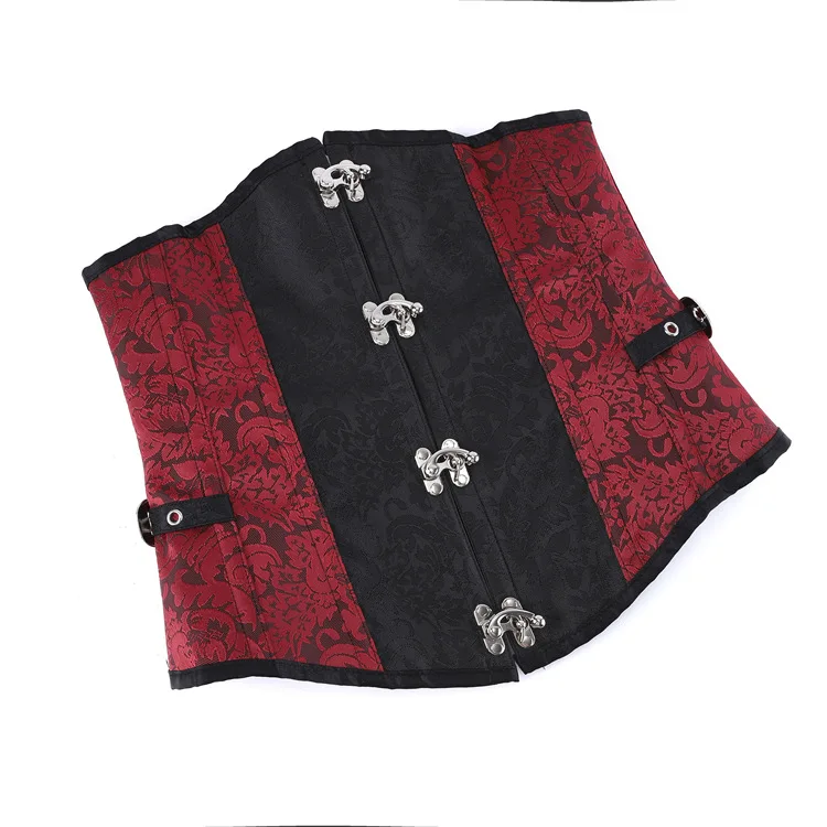 Faux Leather Underbust Corset Waist Control Gothic Corsets Waist Cincher Bustiers Steampunk Embroidery Short Waist Trainer