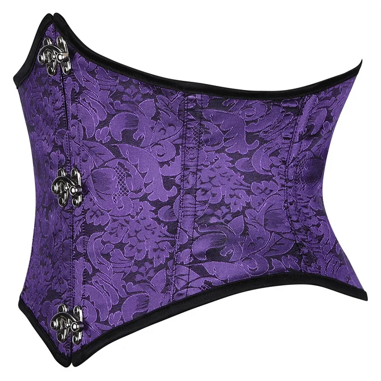 Faux Leather Underbust Corset Waist Control Gothic Corsets Waist Cincher Bustiers Steampunk Embroidery Short Waist Trainer