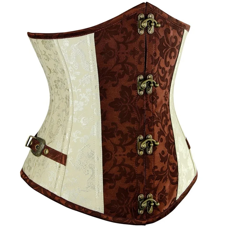 Faux Leather Underbust Corset Waist Control Gothic Corsets Waist Cincher Bustiers Steampunk Embroidery Short Waist Trainer