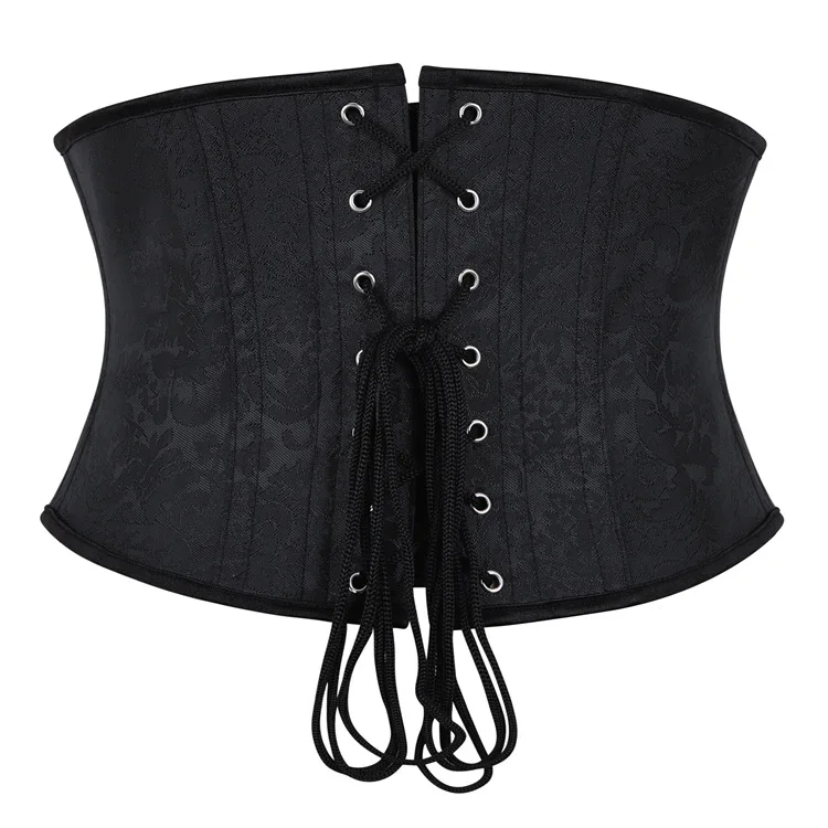 Faux Leather Underbust Corset Waist Control Gothic Corsets Waist Cincher Bustiers Steampunk Embroidery Short Waist Trainer