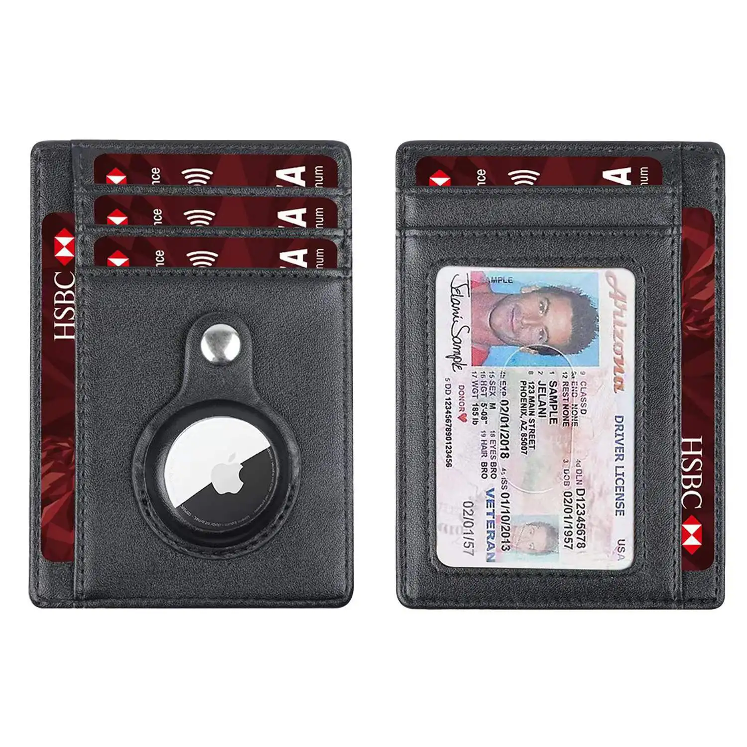 New Airtag Wallet Slim Minimalist Leather Credit Card Holder For AirTag Protective ID Case Small Anti-lost Protective Purse