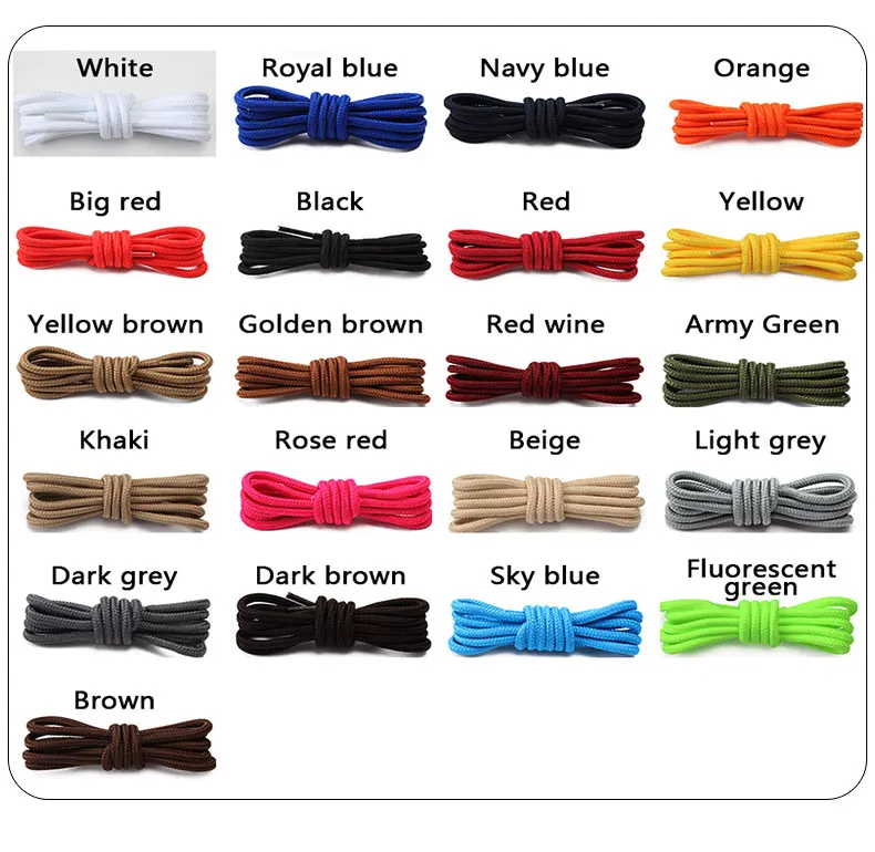 Classic Round Shoelaces for Sneakers Boots Hiking Shoes Shoelace Oxford Shoe Laces for woman man 90cm/120cm/150cm Shoestrings