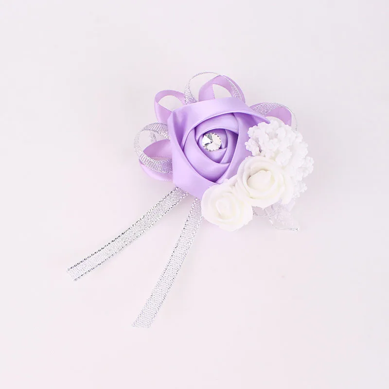 Set of 6 Royal Blue Pink Wrist Corsages Flowers for Wedding Prom Bridal Bridesmaid Girl Mother Women Rose Bracelet Hand Flowers