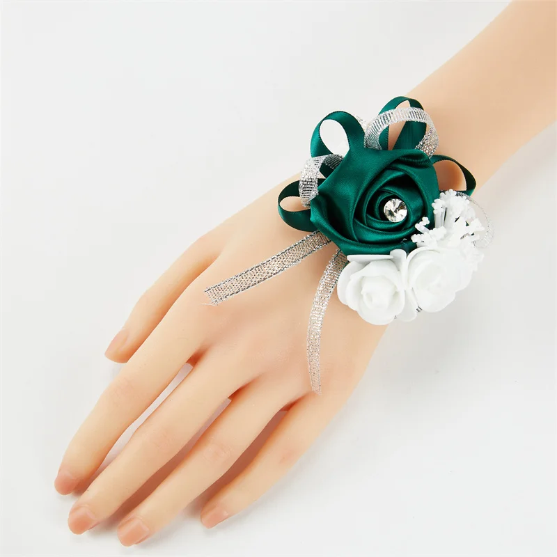 Set of 6 Royal Blue Pink Wrist Corsages Flowers for Wedding Prom Bridal Bridesmaid Girl Mother Women Rose Bracelet Hand Flowers
