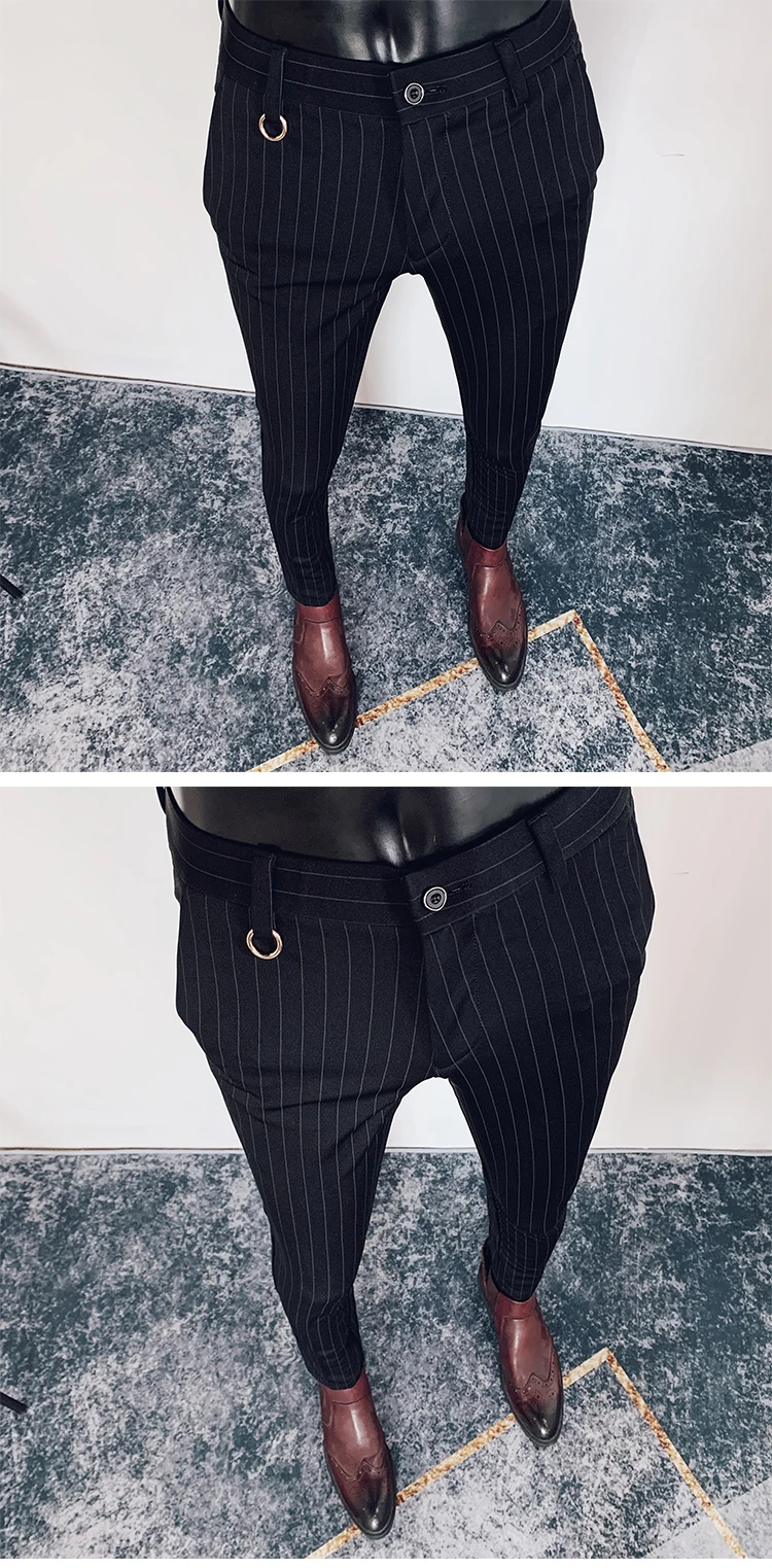 Men Suit Pants Formal Trousers Pantalone Hombre Stretch Slim Solid Color Casual Dress Full Length Pants Fashion New Men Clothing