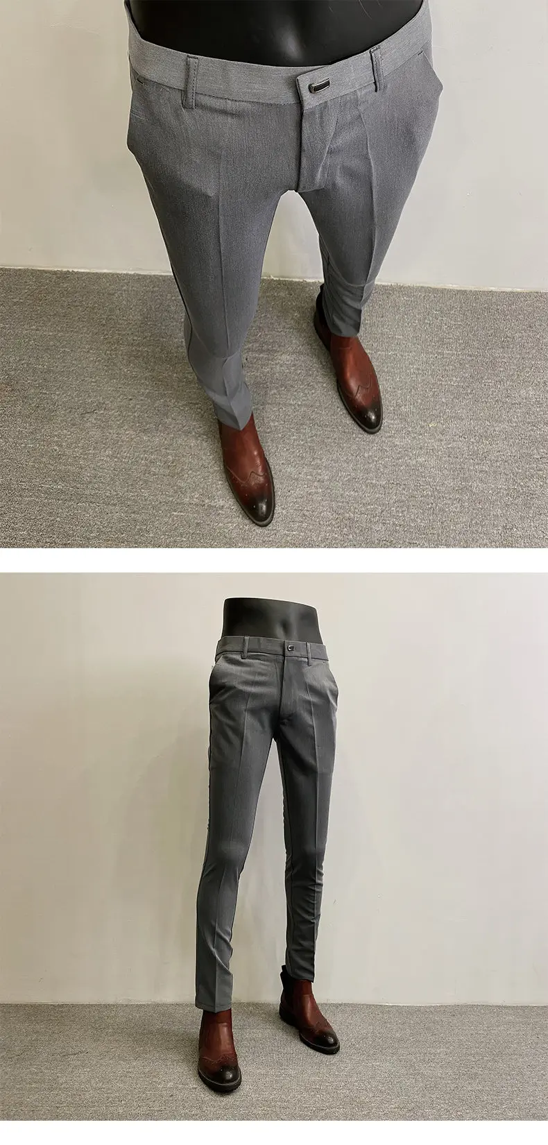 Men Suit Pants Formal Trousers Pantalone Hombre Stretch Slim Solid Color Casual Dress Full Length Pants Fashion New Men Clothing