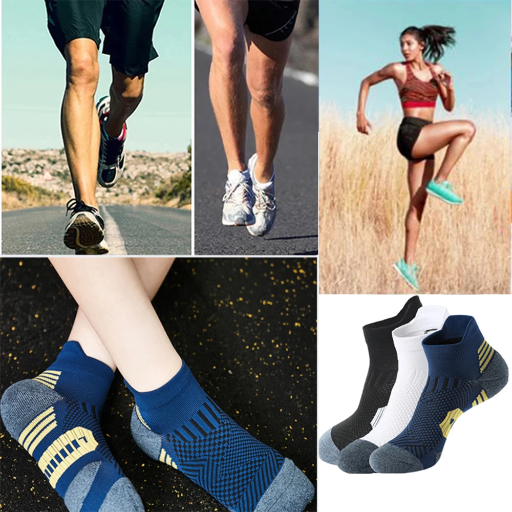 5Pairs New Spring Men's Socks AnkleThick Knit Sports Sock Outdoor Fitness Breathable Quick Dry Wear-resistant Short Running Sock