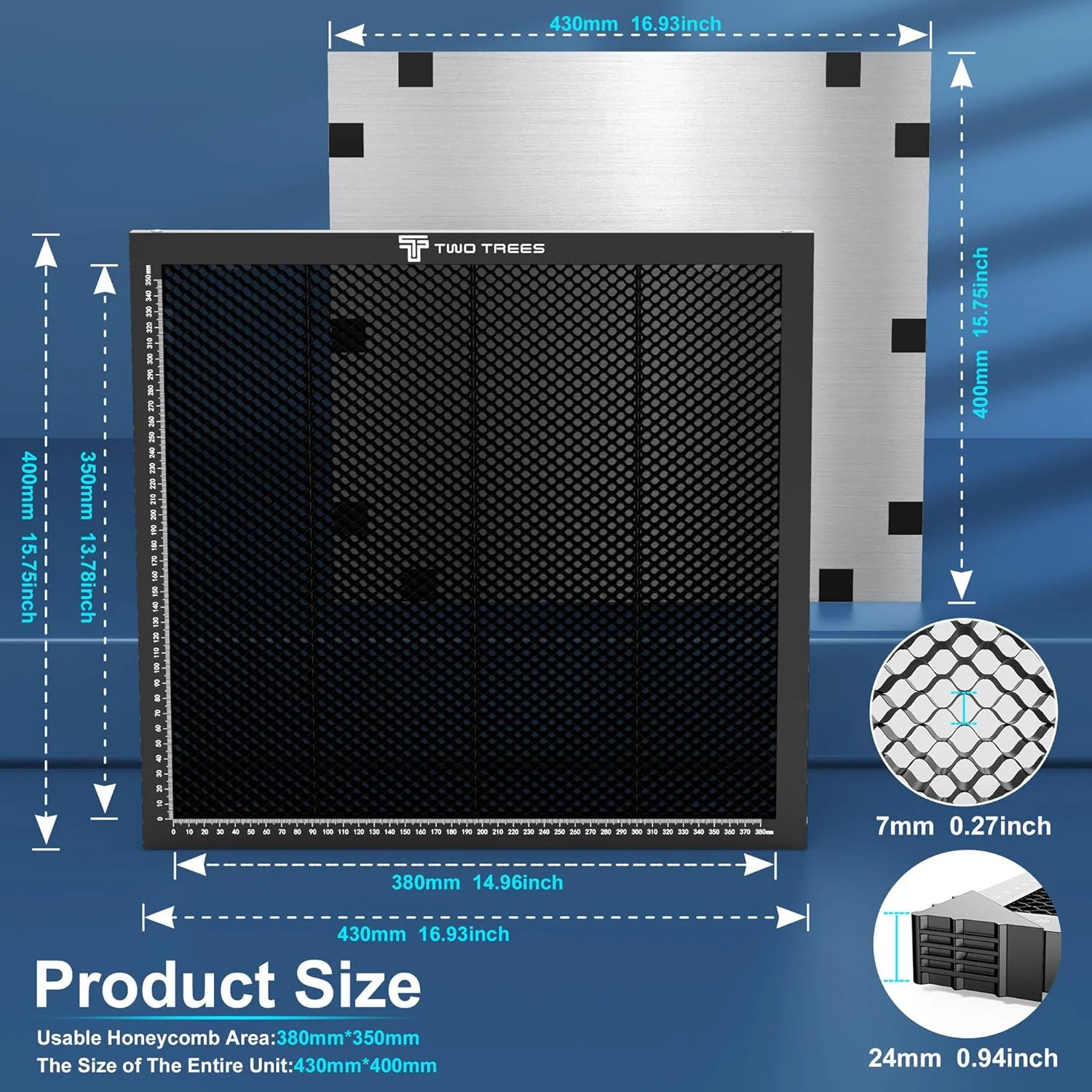 Heavy Duty Honeycomb Metal Table 300/400/500/600mm for Laser Engraver Cutting,Black Oxide Coated Fits for ORTUR xTool two trees