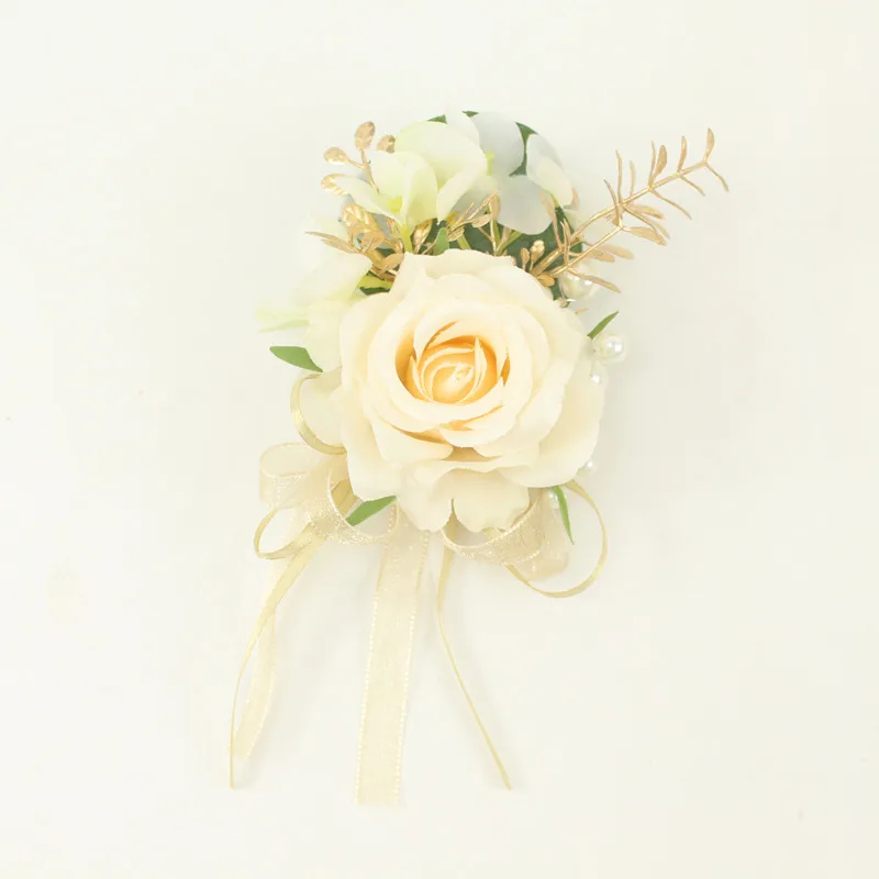 6PCS White Ivory Rose Boutonniere for Men Groom and Best Man Boutonnieres with Artificial Flower for Wedding Ceremony Anniversar
