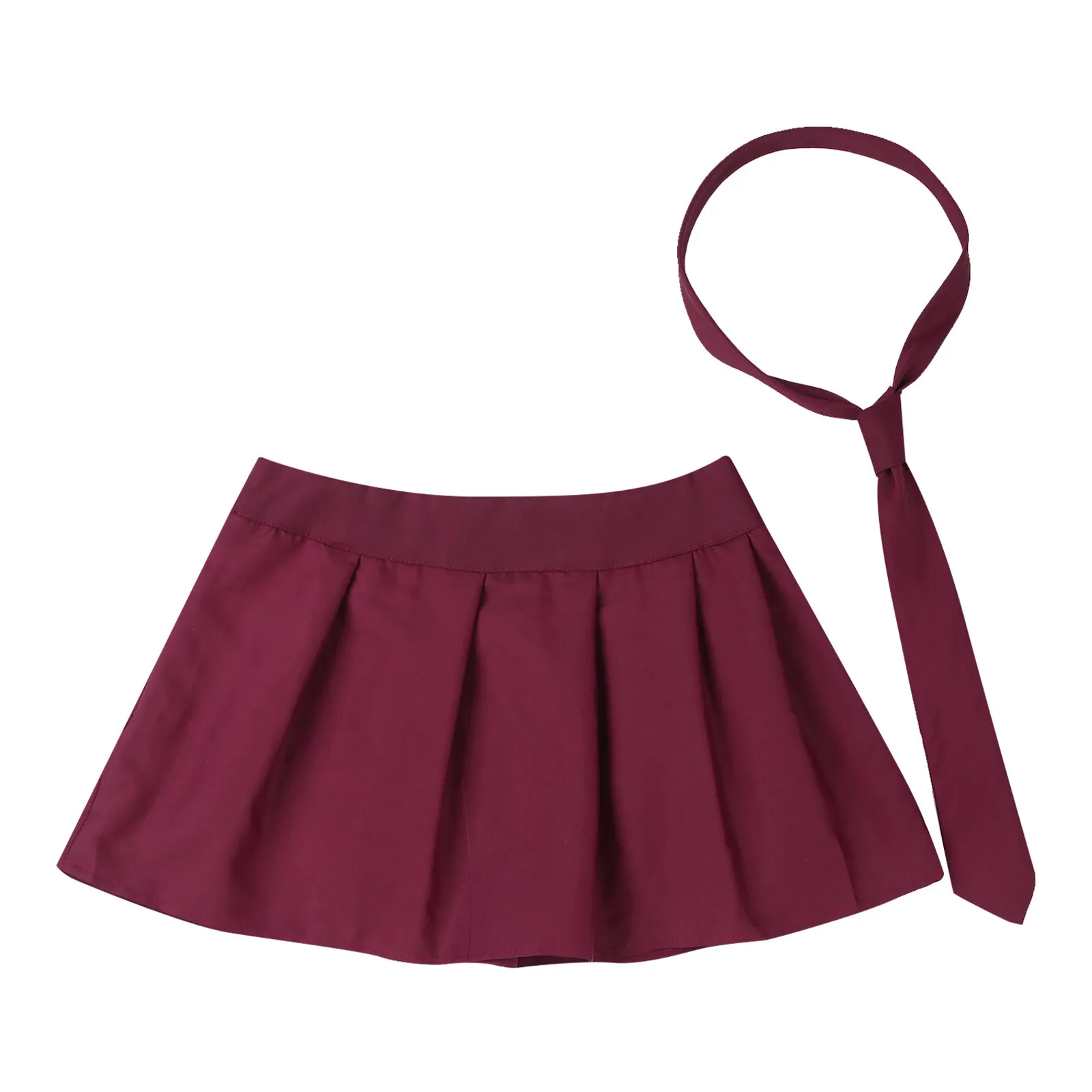 Women High Waist Plaid Pleated Mini Skirt with Necktie Japanese Schoolgirls Uniform Nightclub Outfit Carnival Cosplay Costume