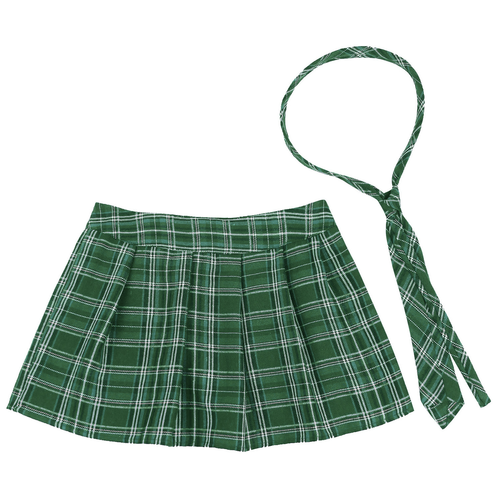 Women High Waist Plaid Pleated Mini Skirt with Necktie Japanese Schoolgirls Uniform Nightclub Outfit Carnival Cosplay Costume