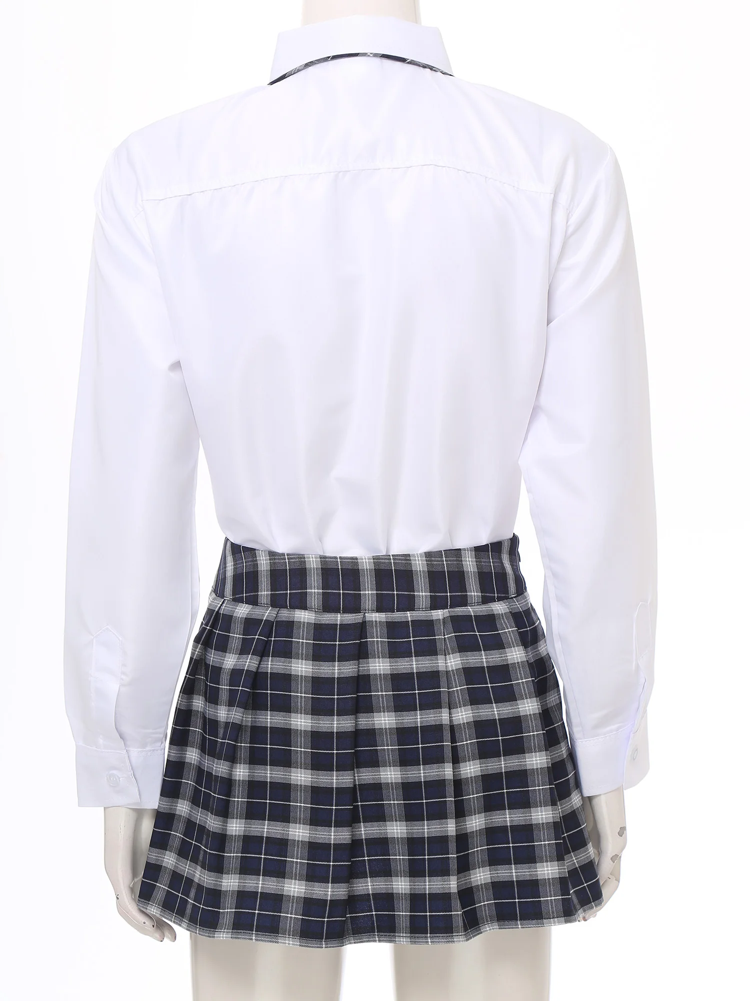 Women High Waist Plaid Pleated Mini Skirt with Necktie Japanese Schoolgirls Uniform Nightclub Outfit Carnival Cosplay Costume