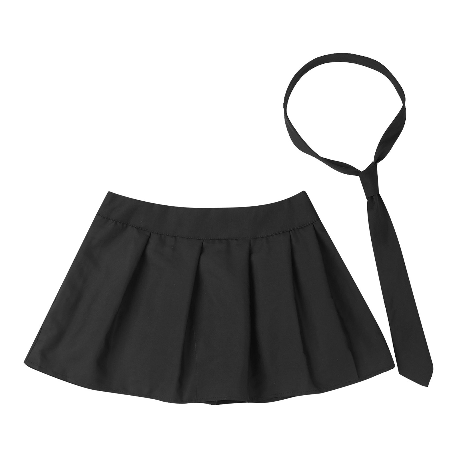 Women High Waist Plaid Pleated Mini Skirt with Necktie Japanese Schoolgirls Uniform Nightclub Outfit Carnival Cosplay Costume
