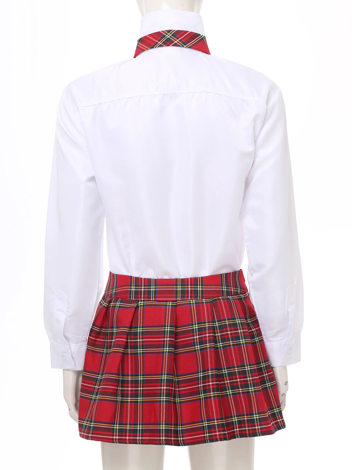 Women High Waist Plaid Pleated Mini Skirt with Necktie Japanese Schoolgirls Uniform Nightclub Outfit Carnival Cosplay Costume